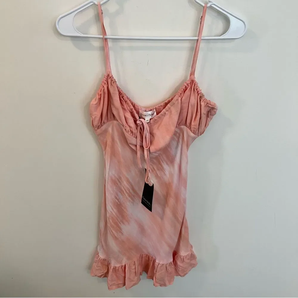 NWT Revolve x Privacy Please Ensenada Mini Dress in Pink & White | Size XS